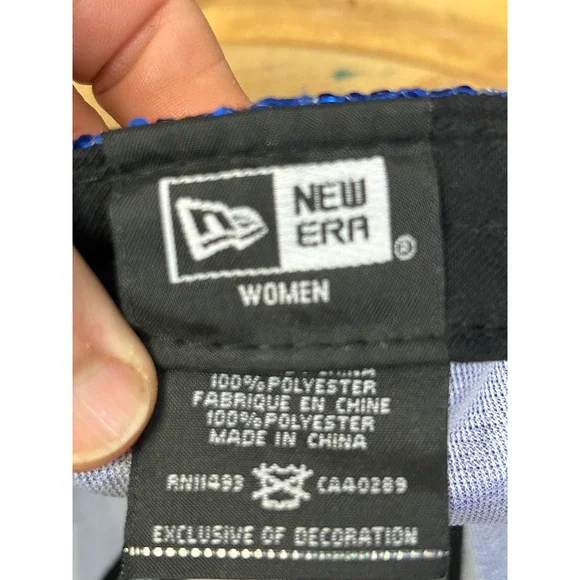 New Era Victoria's Secret PINK Hat Women OS Blue Red Sequin A Logo Strapback - Picture 7 of 8